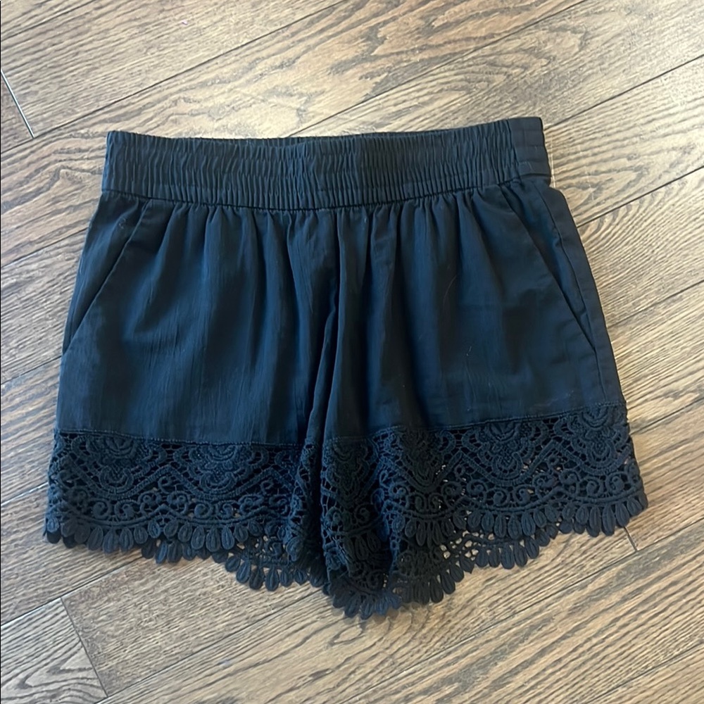 Black Lace Trim Shorts